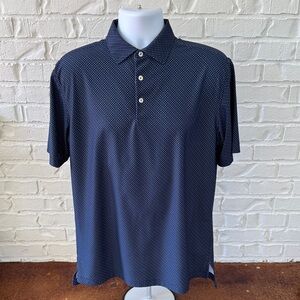 Peter Millar Navy Polo with White Microdot Pattern